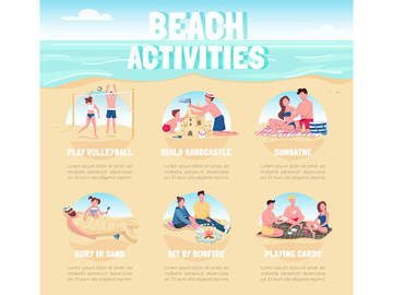 Beach activities flat color vector informational infographic template preview picture
