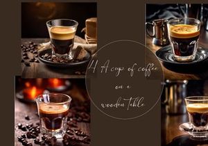 A cup of coffee on a wooden table