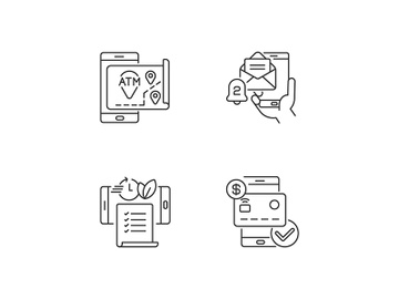 Mobile bank service app linear icons set preview picture