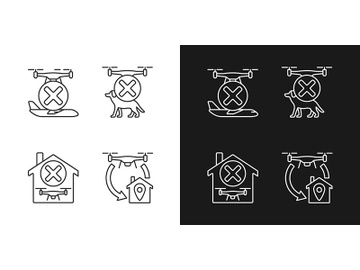 Drone instruction linear manual label icons set for dark and light mode preview picture