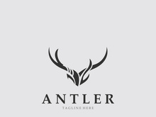 Deer antler logo for hunting and adventure community in nature simple and elegant symbol