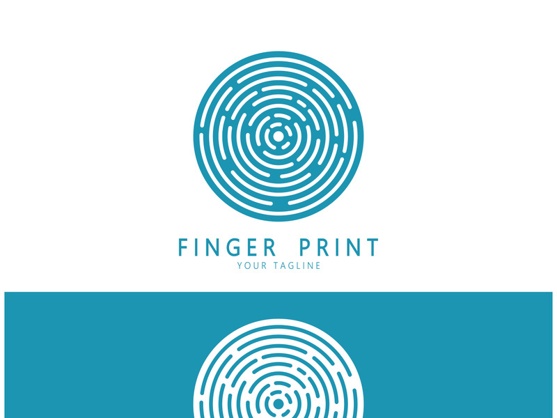 simple flat fingerprint logo,for security,identification,badge,emblem,business card,digital,vector