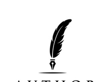 Vintage quill pen logo creative design and with ink.Classic and luxury stationery illustration.