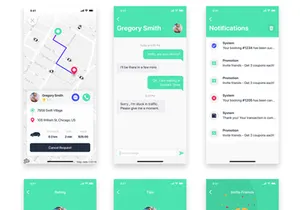 Taxi Booking mobile UI Kit for SKETCH