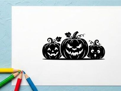 Abóboras de Halloween com rostos assustadores para decoração festiva