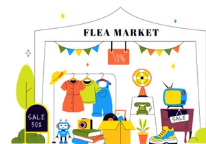 10 Flea Market Vector Illustration