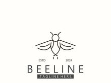 Bee line art animal exclusive logo simple inspiration on black background design