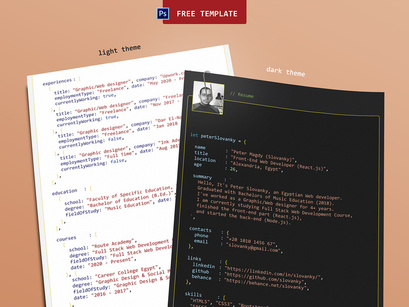 PSD Resume/CV Template for Programmers