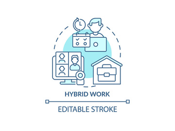 Hybrid work turquoise concept icon preview picture
