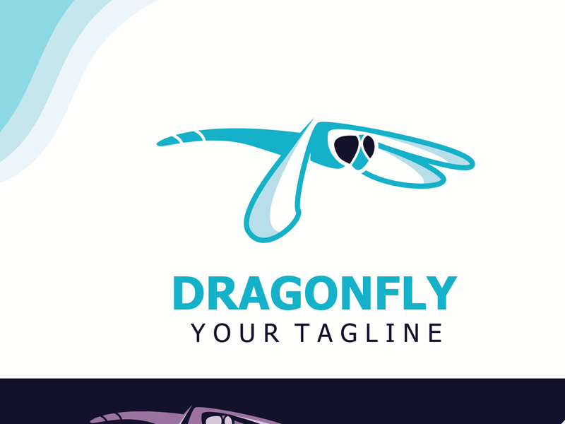 Dragonfly logo design modern and elegant minimalist color style monoline illustration