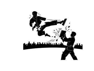 Martial arts silhouette of a man breaking a board preview picture