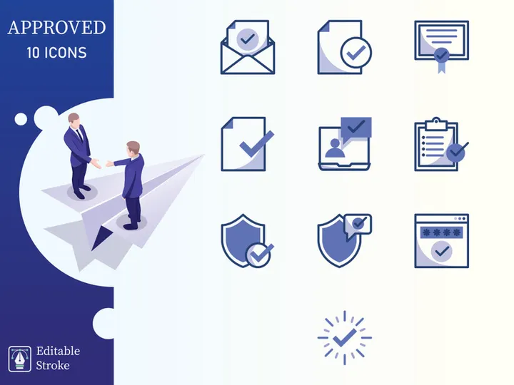 Bleu : Approved and Accept Iconset
