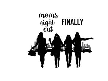 Silhouette of four women on moms night out finally adventure together preview picture