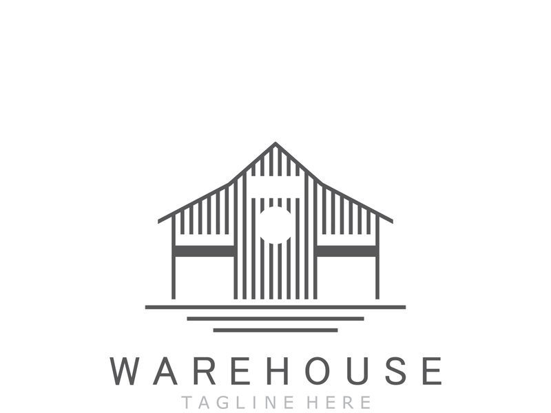 Warehouse modern storage logo business industry illustration
