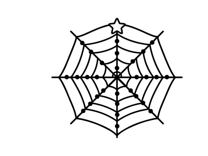 Handgezeichneter Halloween-Stern mit leuchtendem Zentrum. Vintage-gruselige Spinnweben-Illustration für festliche Dekorationen.