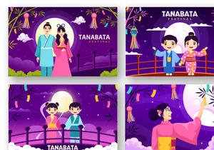 15 Tanabata Festival Vector Illustration