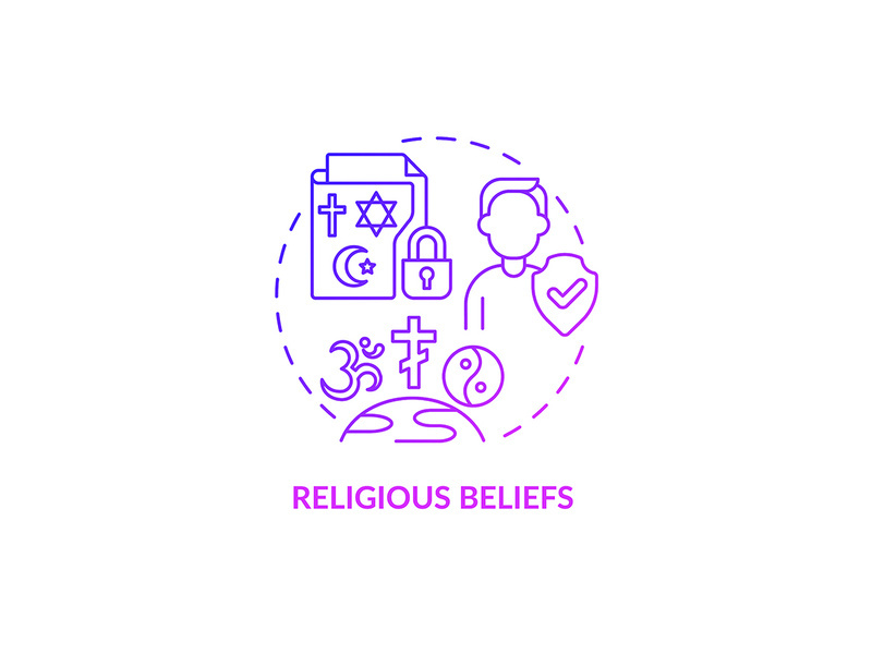Religious beliefs purple gradient concept icon