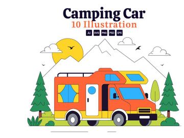 10 Camping Car Vector Illustration preview picture