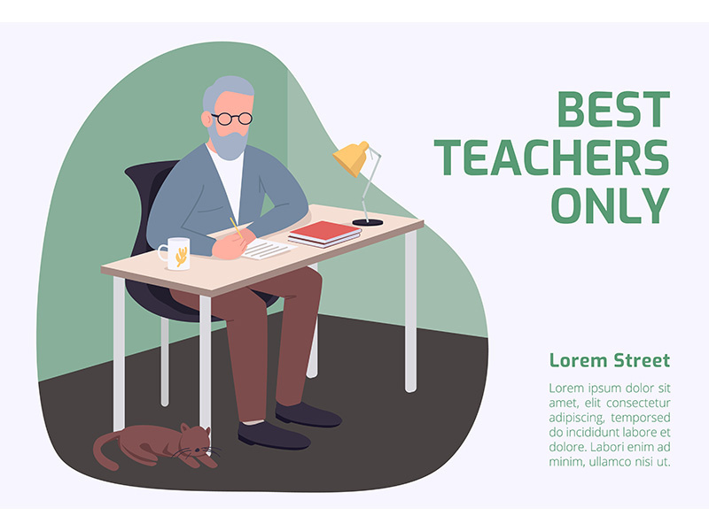 Best teachers only banner flat vector template