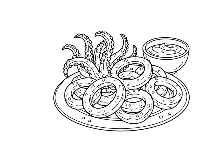 Octopus pasta bowl flat design vector illustration