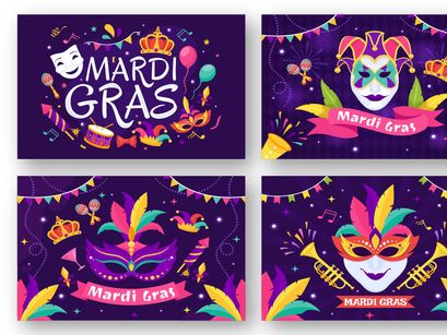 14 Mardi Gras Carnival Illustration