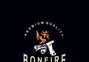 Bonfire Logo Design wood and fire camping adventure vintage illustration