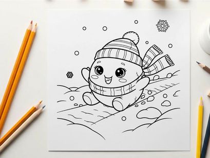 Cute snowman melting winter vector illustration flat design