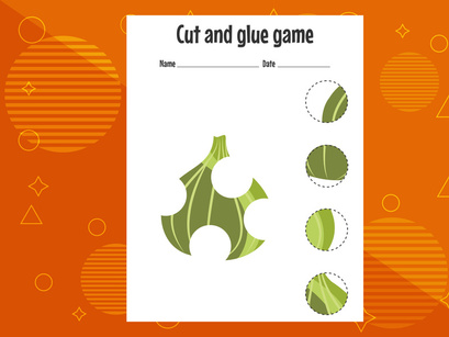 10 Pages Cut and glue game for kids with fruits. Cutting practice for preschoolers. Education page