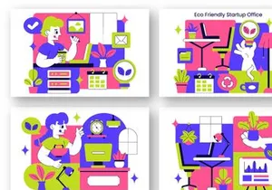 10 Eco Friendly Startup Office Illustration