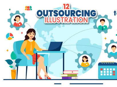 12 Outsourcing Business Illustration