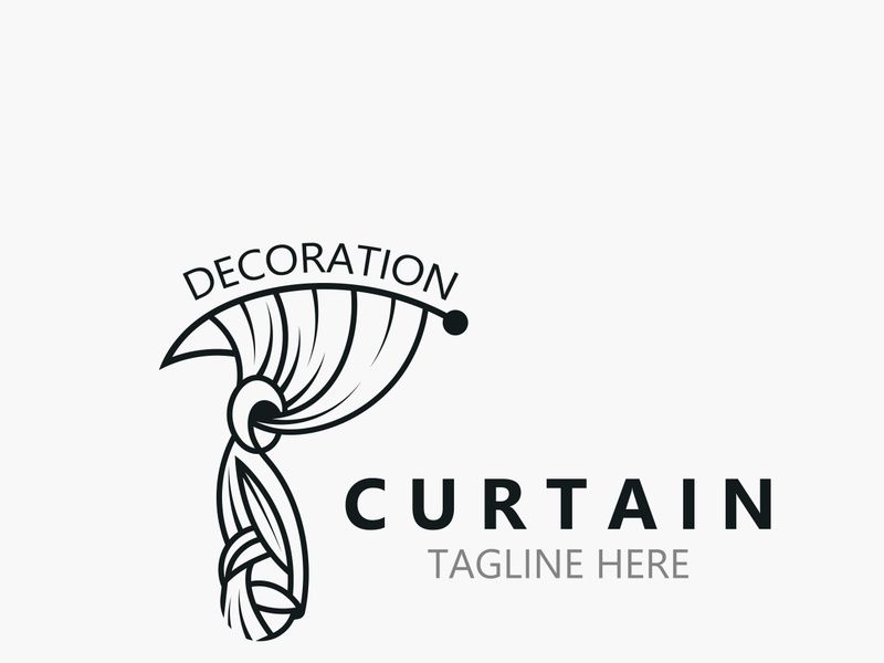 Curtain logo decoration style minimalist elegant vector design illustration