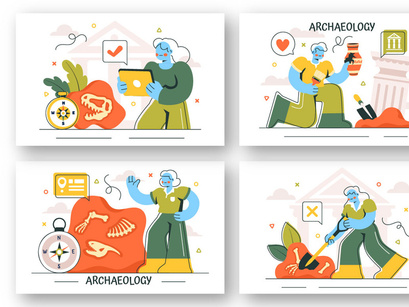 11 Archeology Vector Illustration