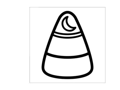 Candy corn line art icon. Simple Halloween sweet treat illustration for coloring pages.