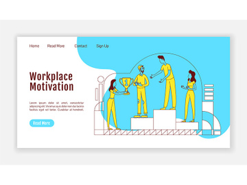 Workplace motivation landing page flat silhouette vector template preview picture