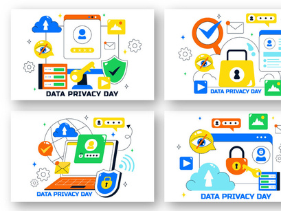 10 Data Privacy Vector Illustration