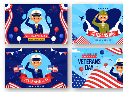12 Happy Veterans Day Illustration