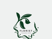 Florist logo beautiful floral leaf and flower vector art, icon graphic decoration business wedding template