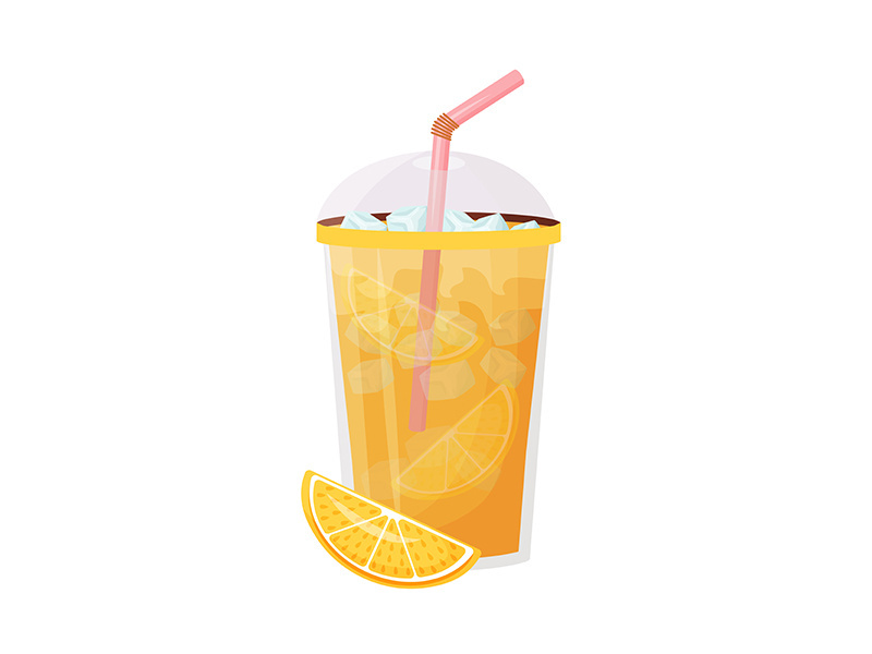 Premium Vector  Vector glass with orange juice with orange drinking straw  isolated on white