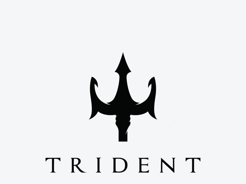 Retro vintage poseidon trident logo design.
