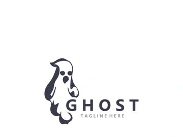 Halloween spooky ghost character in flat style isolated template design preview picture
