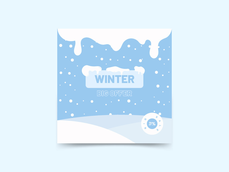 Winter big sale with drawn snowflakes