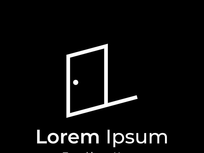 Simple open door abstract logo design, interior with geometric shapes or monogram.For building construction, business.property and company.