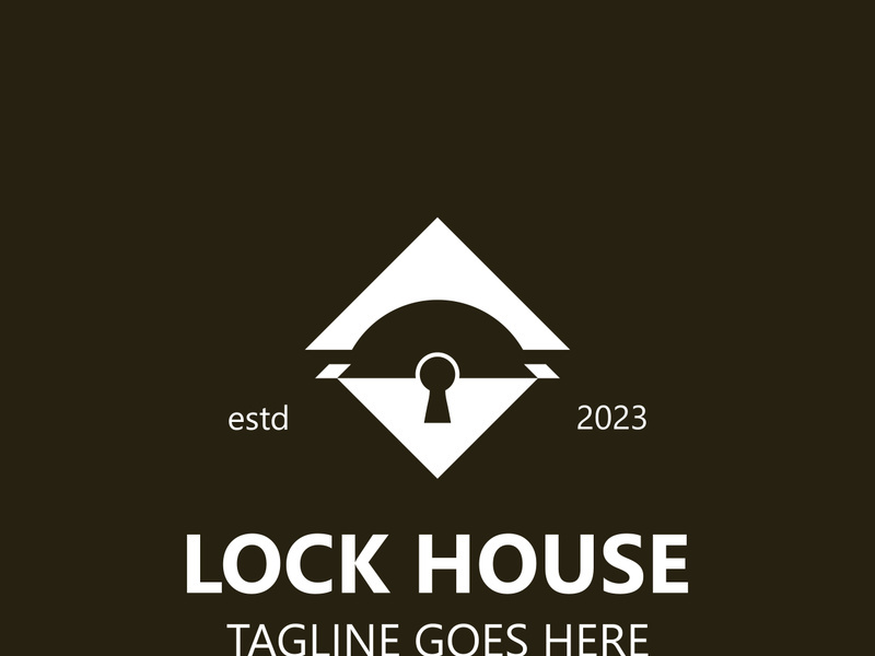 Lock House secure logo design, smart key home vector concept template