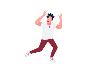 Man running in panic flat color vector detailed character preview picture