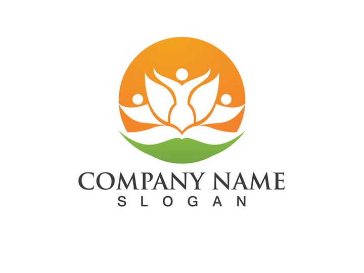 People yoga health in lotus flower logo