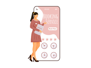 Booking service cartoon smartphone vector app screen preview picture