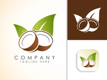 Coconut tree logo design. Nature product coconut oil emblem