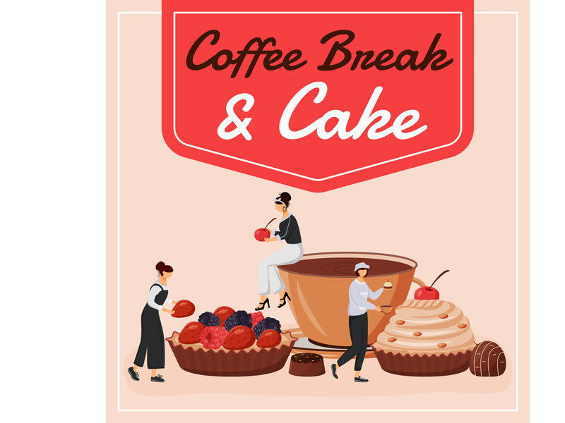 Coffee break and cake social media post mockup