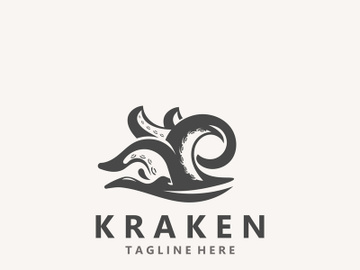Kraken Octopus logo vintage ocean animal illustration template preview picture