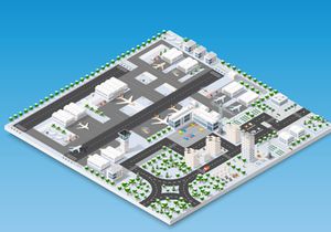 Isometric Christmas New Year airstrip